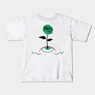 Green Rose Blooming From Eye / Light Clothes Kids T-Shirt